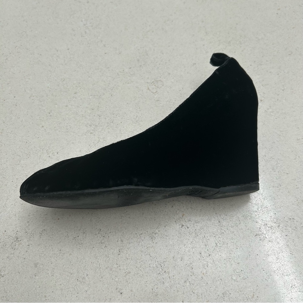 MM6 Martin Margiela Black Ostrich Embossed Velvet Wedge Shoes - Picture 7 of 12